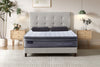 Gray mattress with 'Good Morning' branding in a bedroom setting.