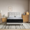 Bed with 'mindfulness' mattress in a bedroom setting